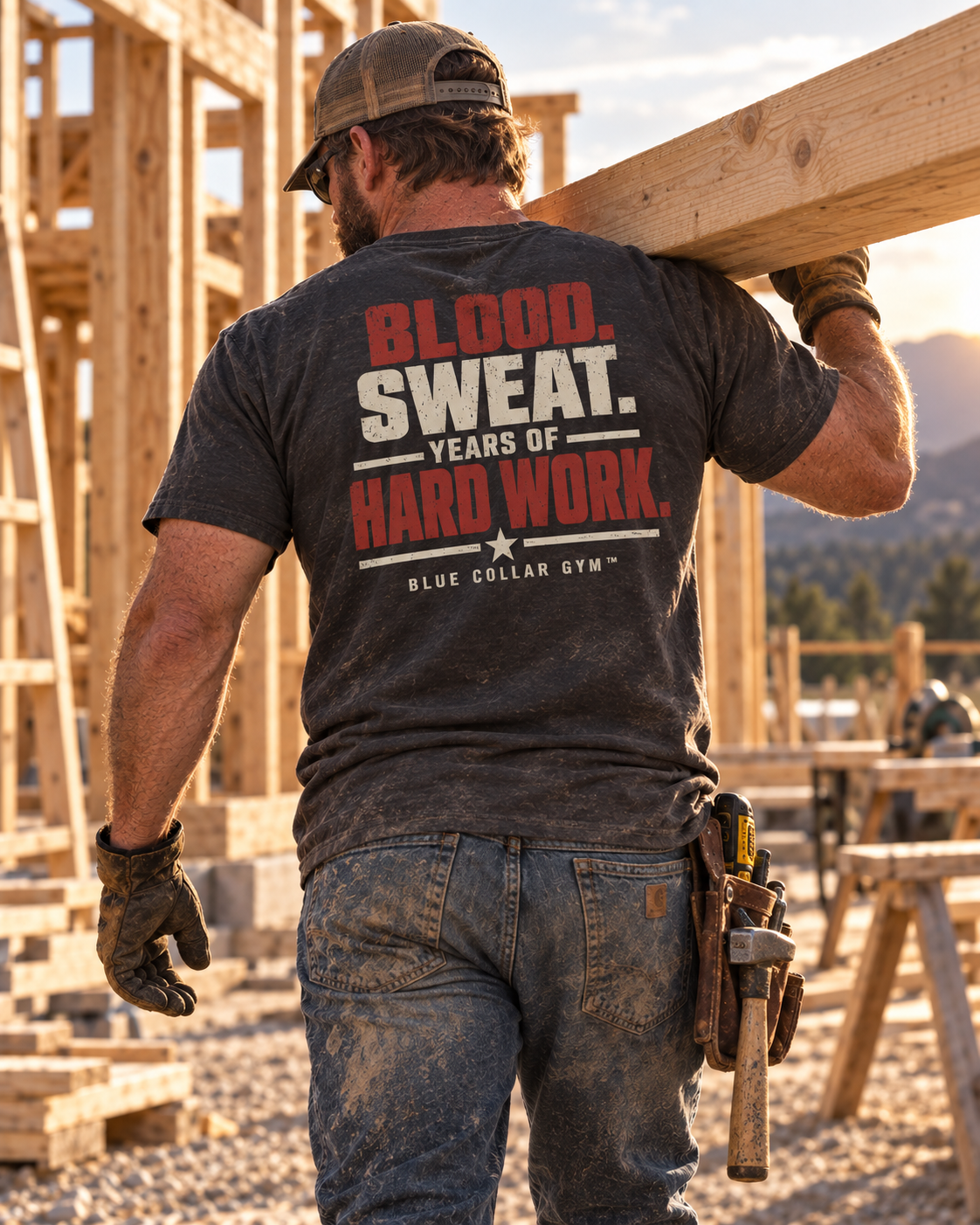 Blood, Sweat & Years of Hard Work T-Shirt | Blue Collar Gym™ Workwear Tee